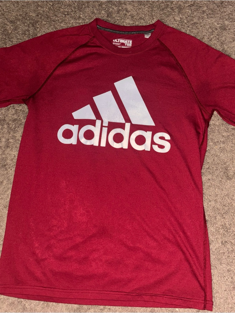 adidas Maroon Athletic Tee with White Logo